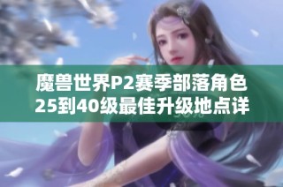魔兽世界P2赛季部落角色25到40级最佳升级地点详解