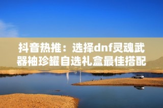 抖音热推：选择dnf灵魂武器袖珍罐自选礼盒最佳搭配指南