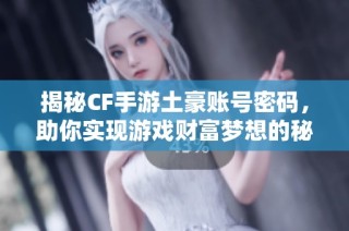 揭秘CF手游土豪账号密码，助你实现游戏财富梦想的秘诀尽在其中