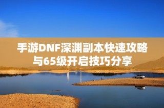 手游DNF深渊副本快速攻略与65级开启技巧分享