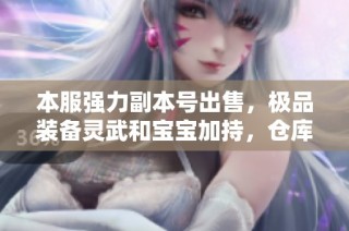 本服强力副本号出售，极品装备灵武和宝宝加持，仓库四级三重配置