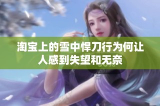 淘宝上的雪中悍刀行为何让人感到失望和无奈