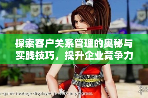 探索客户关系管理的奥秘与实践技巧，提升企业竞争力与客户满意度