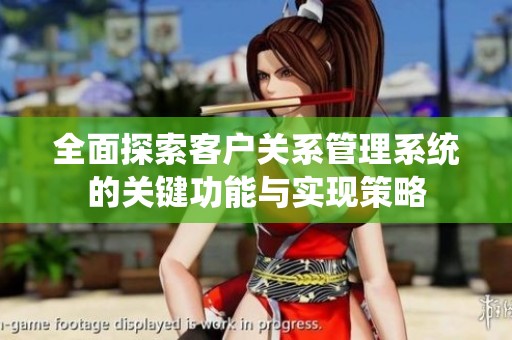 全面探索客户关系管理系统的关键功能与实现策略